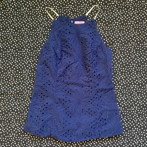 {Lily Pulitzer} Navy Blue Eyelet Lace Tank Top